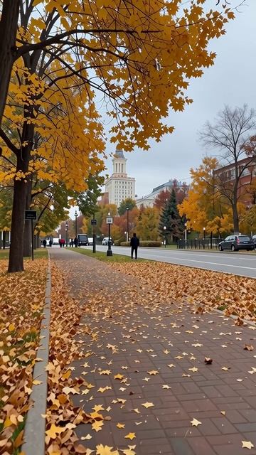 Золотая осень: прогулка по аллее #осень #природа #Москва