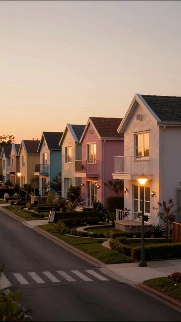 Уютные дома на закате #дома #закат #архитектура