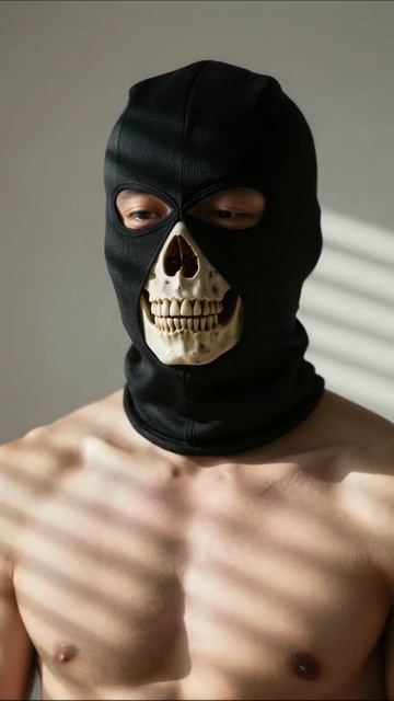 Страшный стиль: Маска с черепом на фоновых тенях #маска #стиль #череп