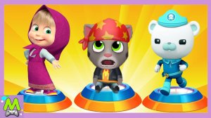 Маша и Медведь vs Говорящий Том vs Октонавты.Мультяшные Гонки на Скорость.Кто Быстрее Всех