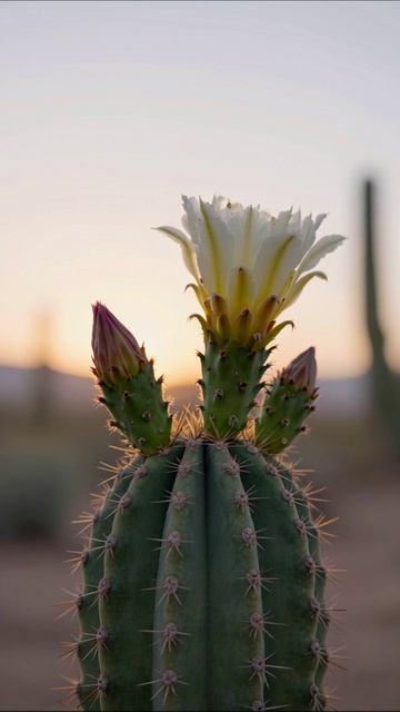 Цветение кактуса: волшебный момент природы #кактусы #цветы #природа