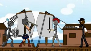 битва стикманов на лодках, сражение на плотах