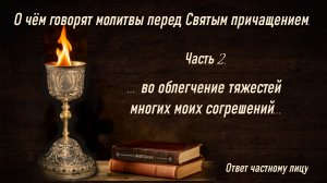 О чём говорят молитвы перед Святым причащением. Ч 2. ..во облегчение тяжестей многих моих согрешений