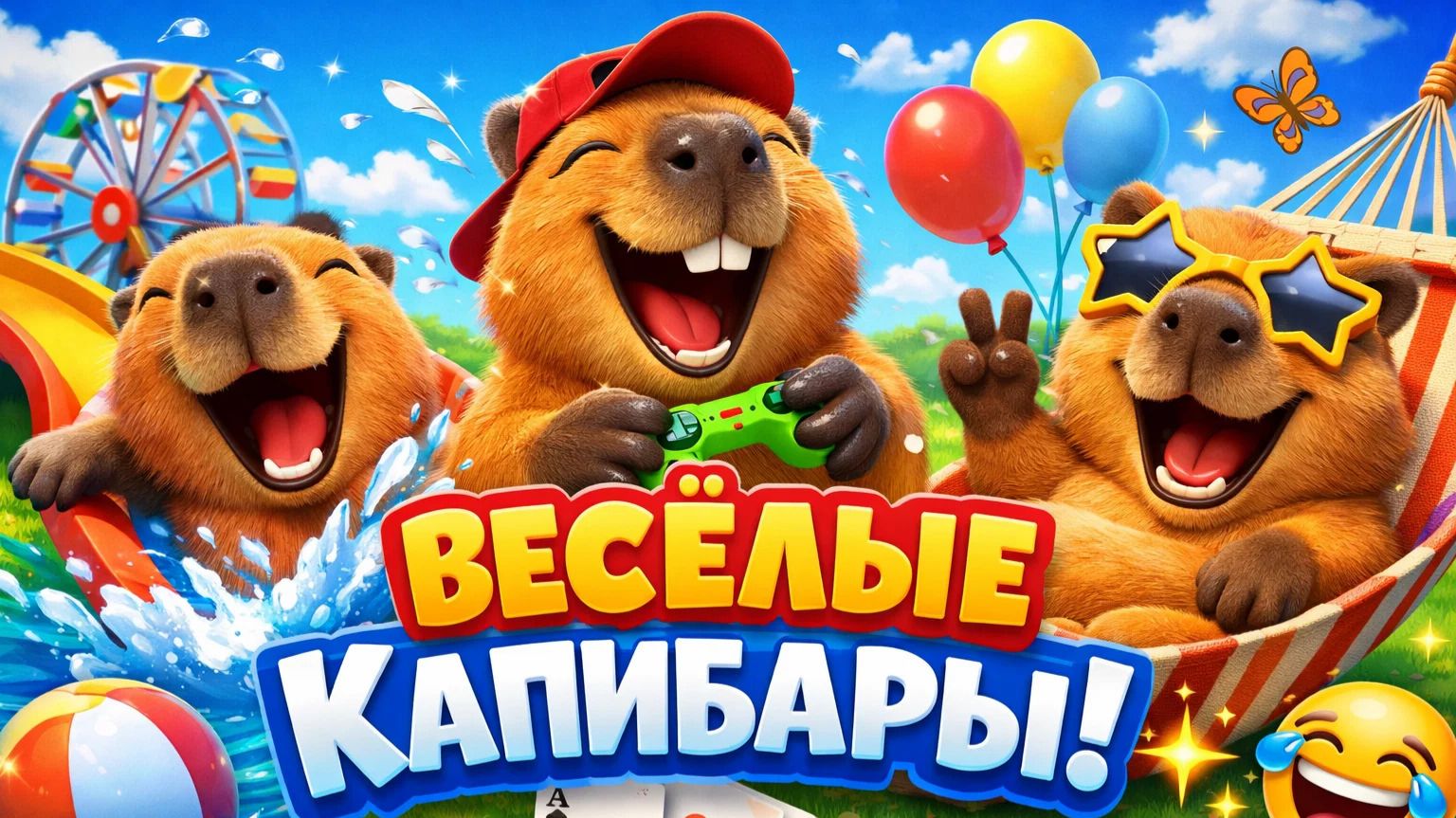 Веселые капибары Отлично проводят время! Смех, игры и расслабляющая атмосфера 🦫😂✨