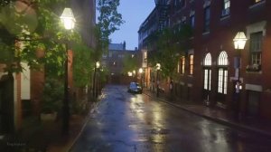 Проливной дождь в Бикон-Хилл  Бостон, Массачусетс — прогулка ночью⛈️☔