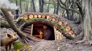 Строительство секретной землянки под упавшим деревом. Навыки выживания.