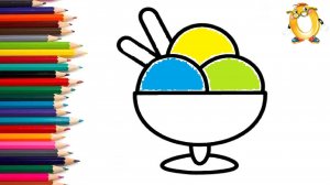 Мультик - раскраска для детей МОРОЖЕНОЕ. Учимся как рисовать МОРОЖЕНОЕ // ОБУЧАШКА ТВ