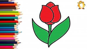 Мультик - раскраска для детей ЦВЕТОК. Учимся как рисовать ТЮЛЬПАН вместе с детьми // ОБУЧАШКА ТВ