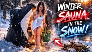 Уютный одиночный зимний кемпинг. Горячая сауна и холодная ночь.