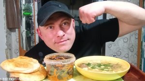 мукбанг/обжорыч/суп с лапшой и Морские гребешки/