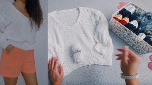 🔥 Пуловер вяжем из Хлопка / Бесплатные Мастер Классы