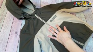 336736 Ветровка Lanson Kids с капюшоном на молнии и цветными вставками зеленая