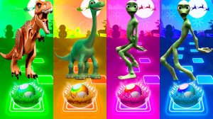 Coffin Dance Динозавры и Зелёный Человечек Alien Dance 364 уровень - Мультики | Tiles Hop