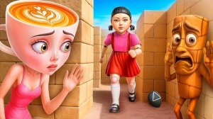 Балерина капучина против куклы из Игра в кальмара челлендж