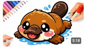 Как нарисовать милого утконоса легко 🐾✨