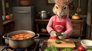 Мультфильм для детей. Зайка варит суп