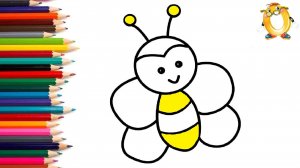 Мультик - раскраска для детей ПЧЕЛА. Учимся как рисовать ПЧЕЛКУ вместе с детьми // ОБУЧАШКА ТВ