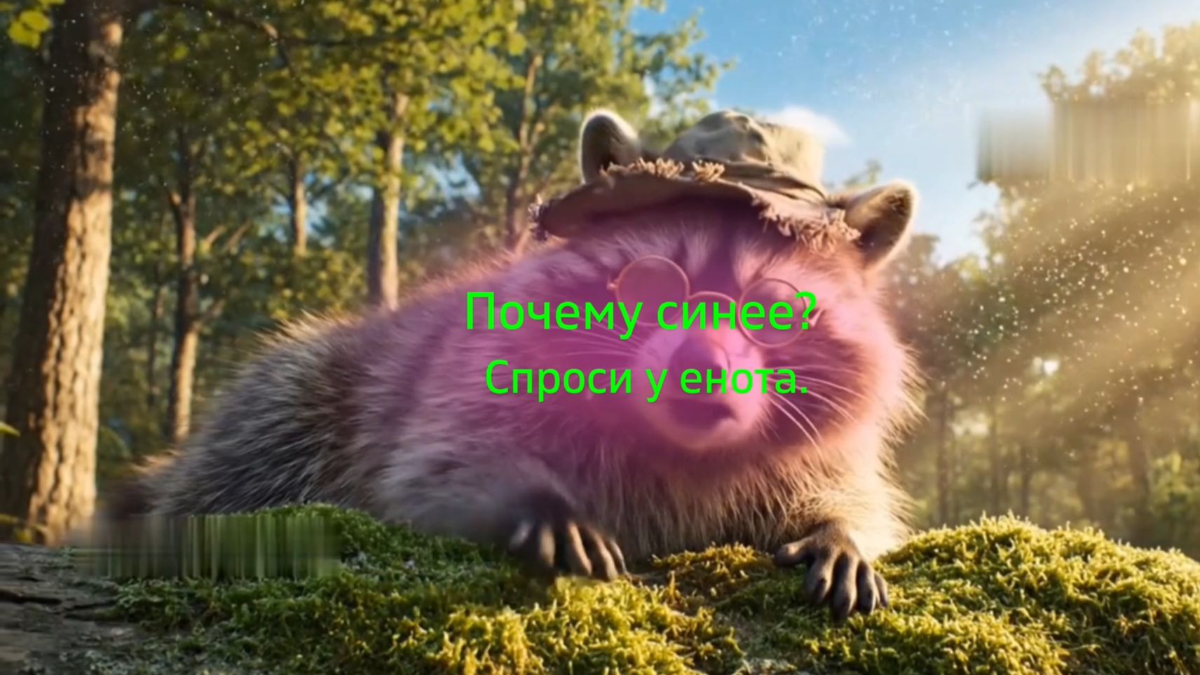 Почему синее?  Спроси у енота. ЗлойЕнот Познавательное ФактДня КороткийМультфильм ВопросЕноту