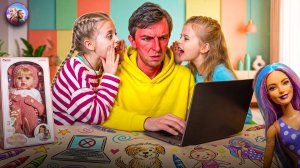 Папа работает Беатрис и Вероника ему мешают, шуточная история