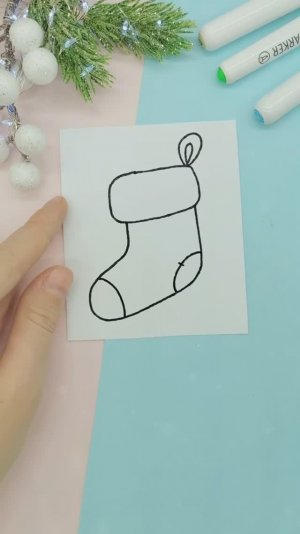 Рисуем новогодний носочек