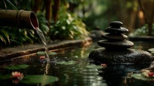 Музыка для сна: фортепиано, флейта и звуки воды | Японский сад, релакс и медитация