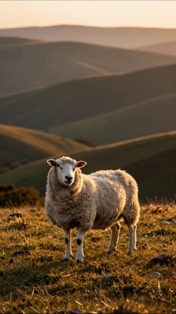 Овца на закате: природная красота #природа #животные #закат