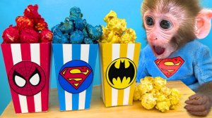 🐒Обезьянка делает цветной попкорн🍿