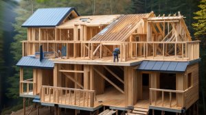 Построил этот гигантский дом из дерева за год. От начала до конца. Бушкрафт