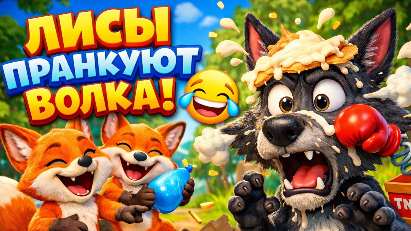 Лисы весело разыгрывают Большого Злого Волка! 😂 Эпичные мультяшные розыгрыши для детей