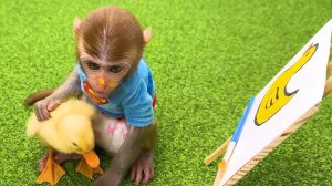 🐵Обезьянка отправляется за покупками, встречает НЛО👽 и рисует утят🦆