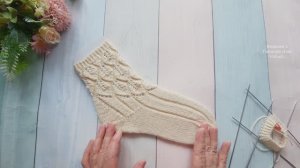 Носки с ажурными листьями. // МК //