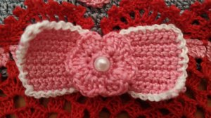 Бантик для салфетки "Кот с сердцем" (крючком) / Crochet bow for doily tutorial. Cat and Heart