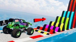 Монстр-траки против разноцветных, лежачих полицейских