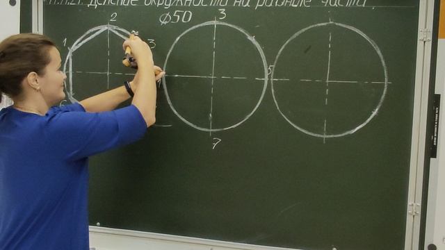 Деление окружности на 6, 8, 12 равных частей