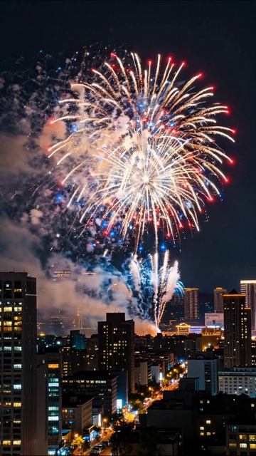 Ночь фейерверков: удивительное зрелище в городе #фейерверк #ночнойгород #событие