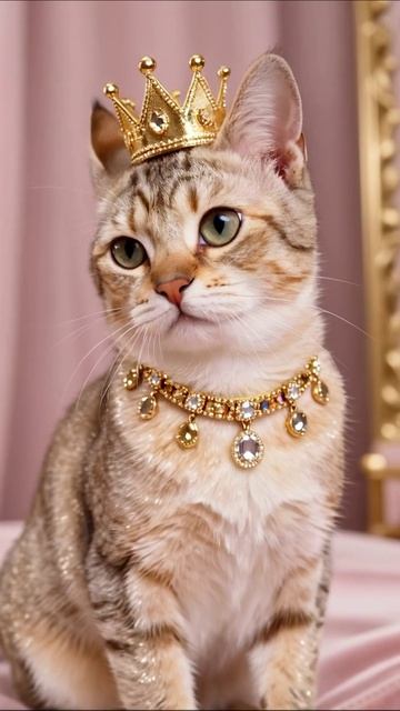 Королевская кошка в блестящем украшении! #кошки #мяу #люди