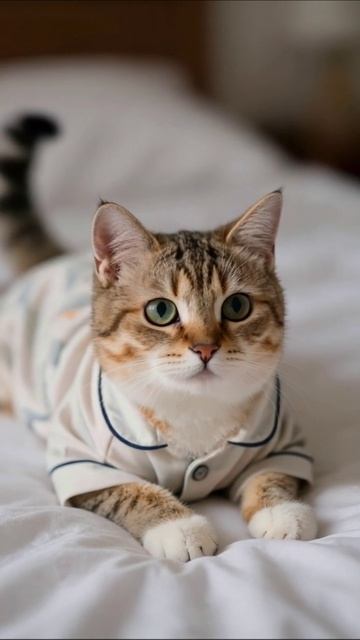 Кот в пижаме: милое утро #котики #питомцы #смешныевидео