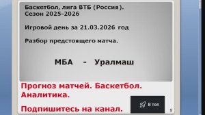 Прогноз матча 21.03.2026  МБА Уралмаш Баскетбол