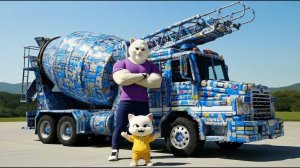 Котёнок сделал Бетоносмеситель из банок! Супер Мультики для детей. Детские мультики