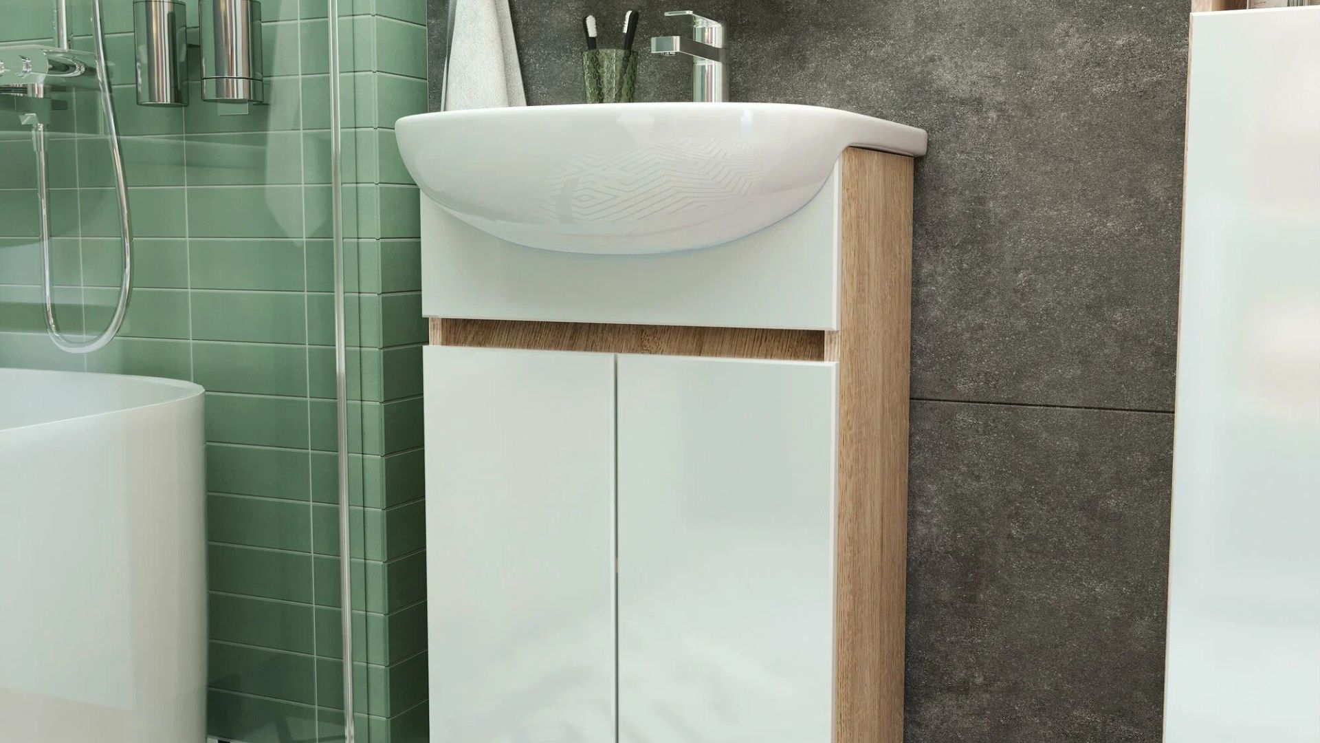 Тумба с раковиной AURA Глория 50 напольная дуб кантри