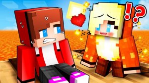 Деревянная лодка с Джей Джей на борту плыла по Лавовому озеру. Майнкрафт Мультик