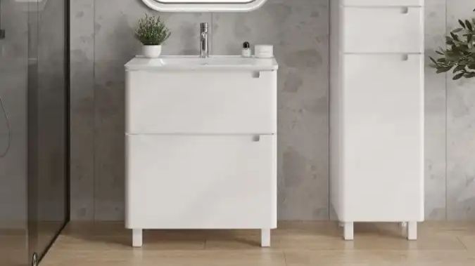 Тумба с раковиной AURA Lotos 70-2 напольная белая