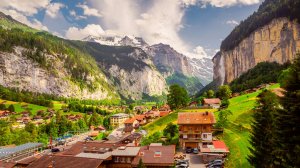 Швейцария. Лаутербруннен  Пешеходная прогулка по красивой деревне