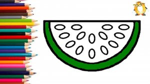 Мультик - раскраска для детей АРБУЗ. Учимся как рисовать ЯГОДУ // ОБУЧАШКА ТВ