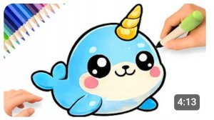 КАК ПРОСТО НАРИСОВАТЬ МИЛОГО ЕДИНОРОГА-КИТА 🦄🐳