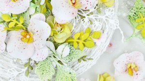 Делаю цветы из фоамирана (орхидеи и розы), цветочные веточки и вырубку из бумаги💖Декор для открытки