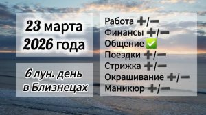 Гороскоп дня 23 марта 2026 года, лунный день