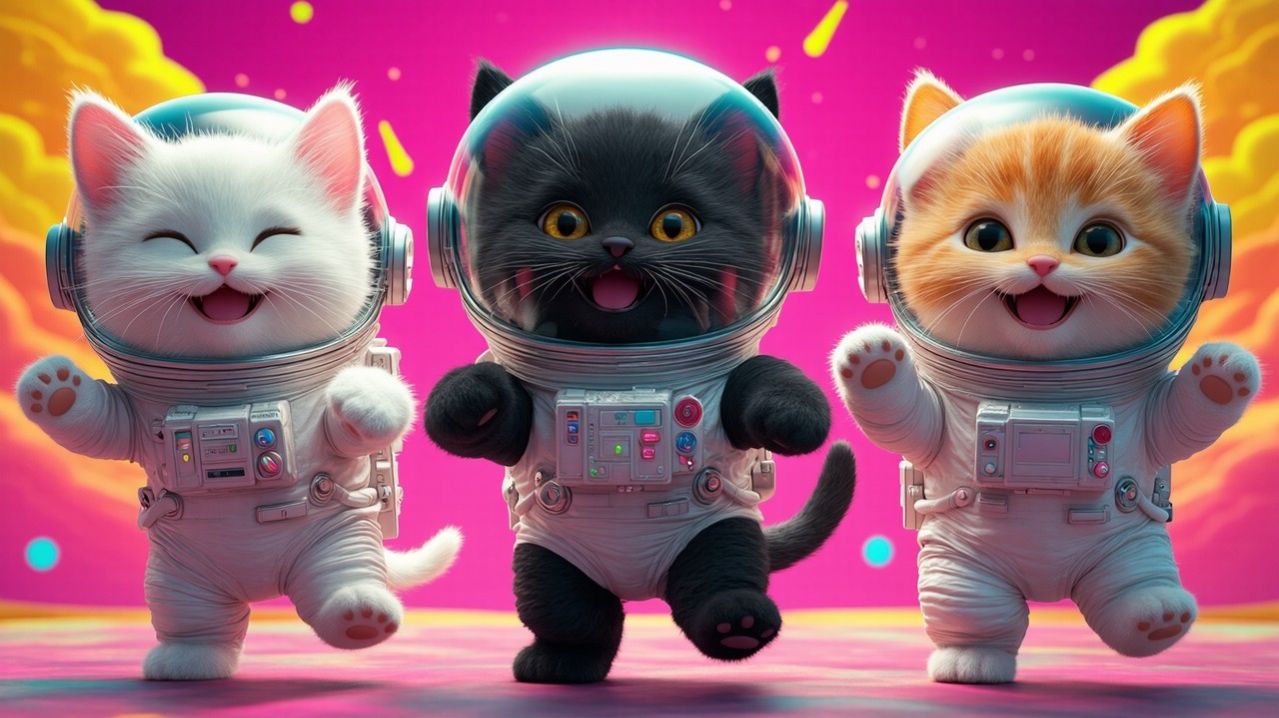 👾 Забавный танец межгалактических кошек 👾 Кошки-астронавты танцуют с инопланетянами в космосе! 😂