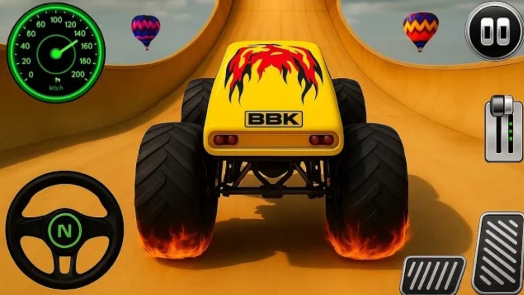 Гоночные игры: Трюки на грузовиках–монстрах/Экстремальные гонки и испытание трюков