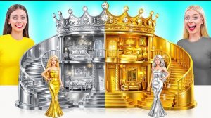 Строим Удивительный Кукольный Домик Золотой vs Серебряный Челлендж | Креативные Лайфхаки Для Декора